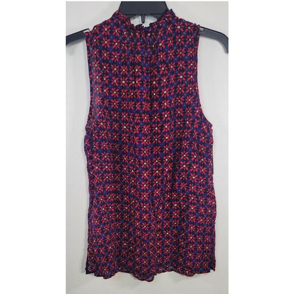 Trina Turk Blouse Womens Small Floral Verbenia Shirt Boho Sheer Sleek Modern - Picture 5 of 7